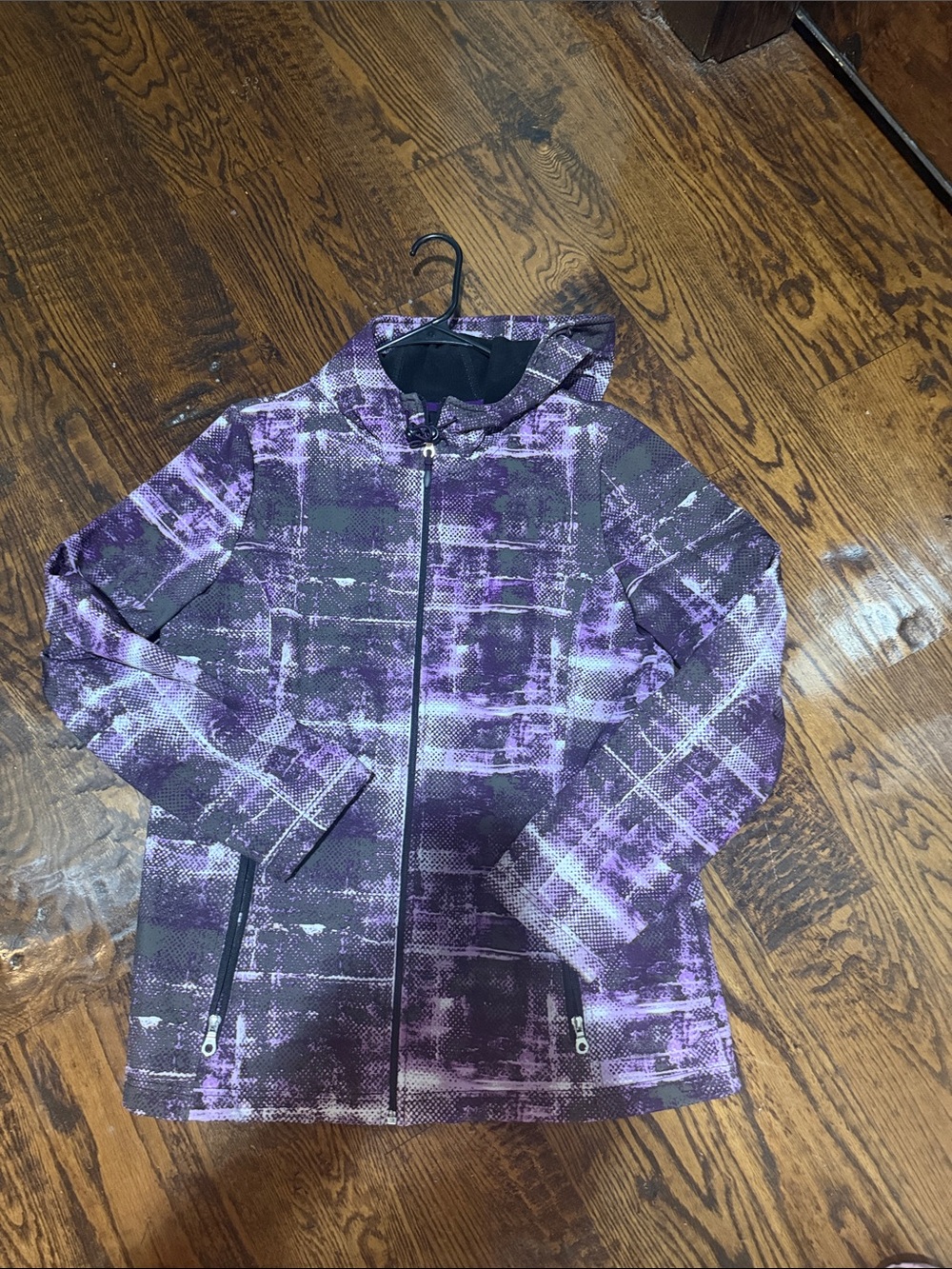 Xersion Purple Plaid Zip Hard Shell jacket